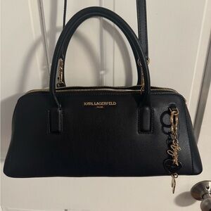 Karl Lagerfeld Black Leather Bag NWT Gold Hardware Shoulder Bag Crossbody